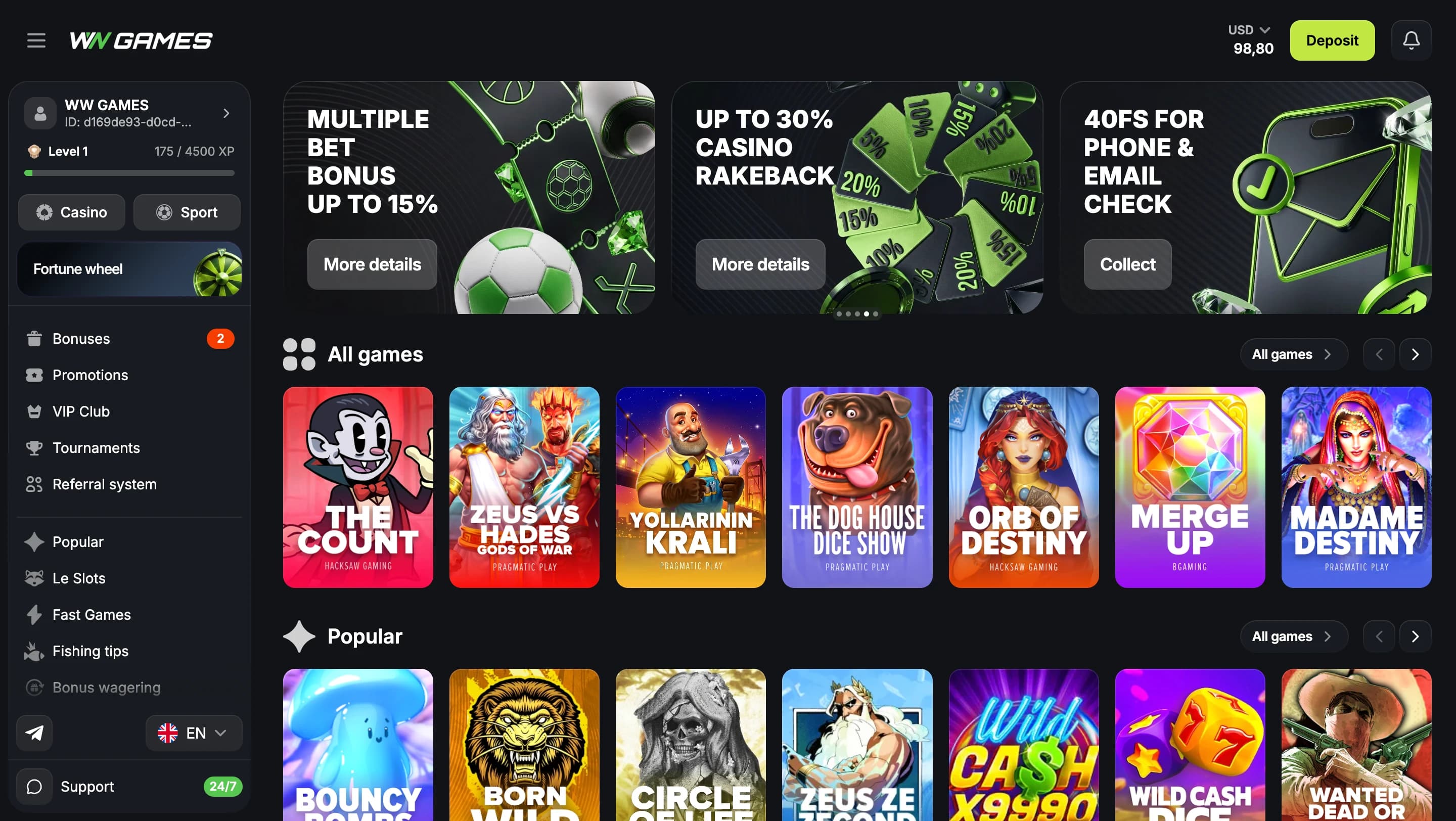 Casino home page